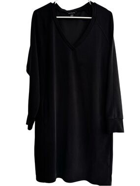 Athleta Seasoft V Neck Dress Long Sleeve Size L Casual Black Shirt